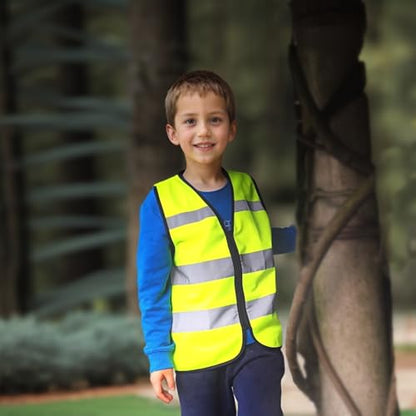 Yellow Kids Safety Vest, Hi Vis Toddler Construction Vest, XS 2 Pack - color: Neon Yellow（zipper-2pc）, size: X-Small