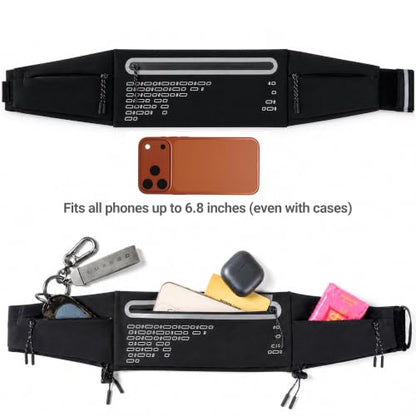 Running Belt Fanny Pack Men Women, Slim No-Bounce Waterproof Phone Holder - color: Black