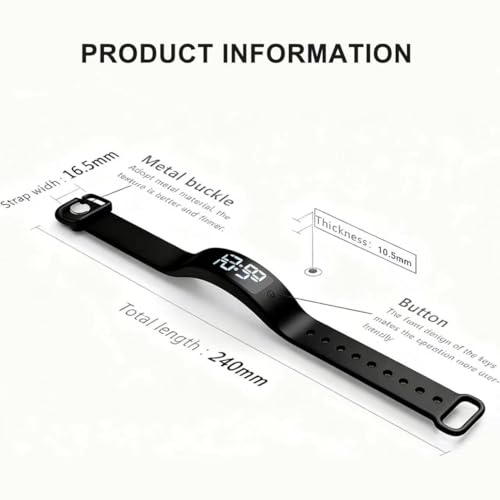 Vibrating Alarm Clock Watch for Heavy Sleepers, Silent Wake Up Bracelet & Smart Wristband, Wearable Vibration Wrist Alarm, Non-Audible Sleep Wristband for Men & Women, Black