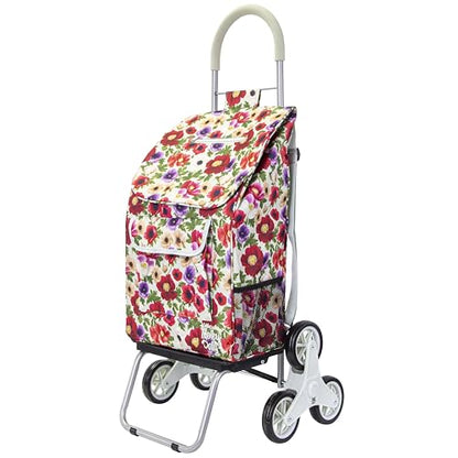 dbest Products Stair Climber Trolley Dolly with Backpack Straps, Shopping cart Grocery Foldable Condo Apartment - color: Flower, style: Backpack Straps
