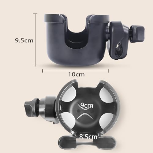 Wheelchair Cup Holder with Phone Holder, 360° Rotatable Adjustable Cup Holder for Walker Stroller Wheelchair Accessories, 2-in-1 Cup Holder Fits Folding & Rolling Walkers Seniors & Elderly