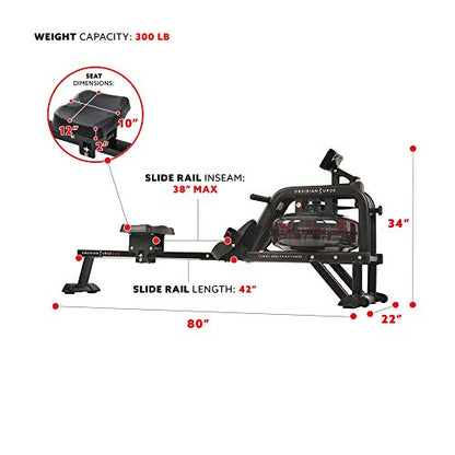 Sunny Health & Fitness Premium Water Rower w/Intensive Dynamic Real-Time Resistance, 300 LB Capacity Flip-able Rowing Machine for Home Training, Optional Free SunnyFit App Connection - color: Matte Black