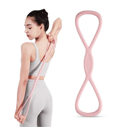 Figure 8 Resistance Band with Handles, for Home Gym,Yoga & Physical Therapy - color: 15 LBS Pink