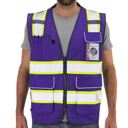 Neopelta Hi Vis Reflective Safety Vest for Men Women Purple Mesh/Yellow S - color: Purple / Yellow Trim, size: Small