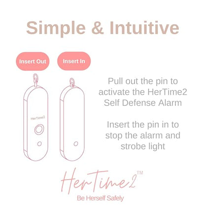 HerTime2 Personal Safety Alarm for Women - Loud Self Defense Siren, Waterproof Keychain with Strobe Light - Battery Powered, Black - color: Black, style: Battery Powered