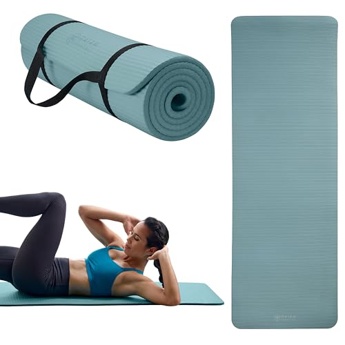 Gaiam Thick Yoga Mat, Exercise & Fitness Mat with Easy-Cinch Carrying Strap - color: Balsam, size: 2/5" (10MM)