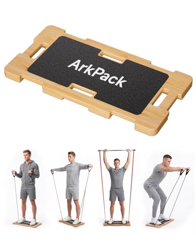 Resistance Band Foot Plate,Non-Slip Wooden Resistance Bands Board Platform 23.6 X 11.8IN Multifunctional Fitness Platform for Elastic Band Full-Body Fitness Exercise Workout Training