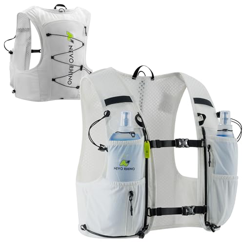 N NEVO RHINO Running Vest 5L, Hydration Vest with 2 TPU 500ml Soft Flask - color: white, size: Medium