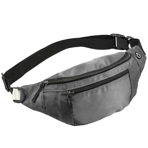 1PCS Crossbody Fanny Pack Large Capacity Waist Bag with 4-Zipper Pockets Adjustable Strap Fanny Packs Waterproof Oxford Cloth Travel Belt Bag for Outdoor Shopping Travel Men Women,Gray - color: Gray 1PC
