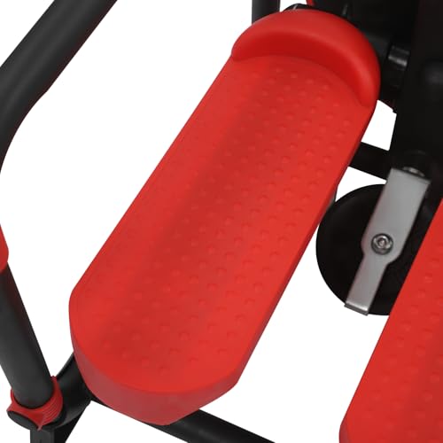 Mini Stepper with Bands & Monitor - 330LBS Hydraulic Full Body Workout, Silent Space Saving Exercise Equipment for Home Cardio, Arms, Legs & Glutes - color: Red