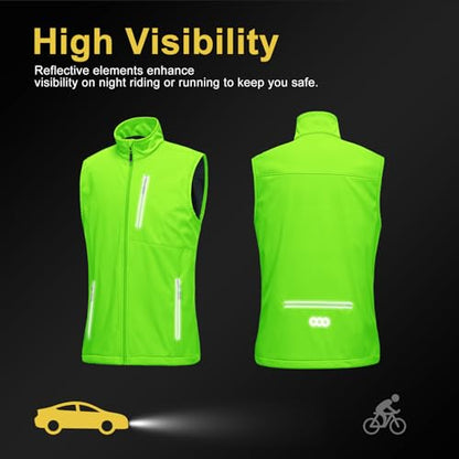 33,000ft Men's Windproof Lightweight Golf Vest Outerwear Sleeveless Jacket - color: Fluorescent Green, size: 3X-Large