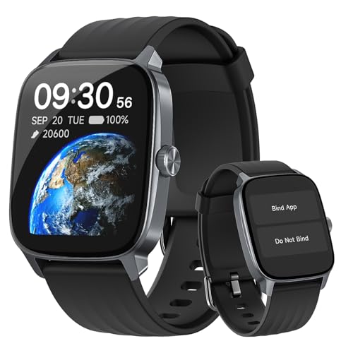 Smart Watch Senior Friendly No App No Phone Required, Waterproof Pedometer - color: Black
