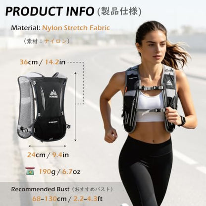 TRIWONDER Running Vest Hydration Pack Backpack for Men & Women, Lightweight Trail Marathon Run Race Vest for Cycling Jogging - color: 01 Black - With a 500ml Water Bottle