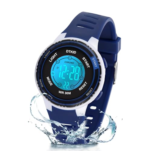 DTKID Digital Kids Watch 30 M Waterproof for Girls Boys 5-16 - color: dark blue