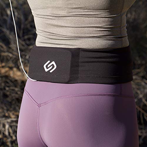 Sporteer VersaSlim Low-Profile Running Belt, Gym Waist Pack, Black, S - color: Black, size: Small
