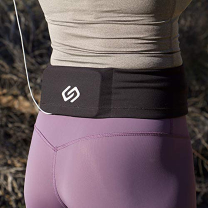 Sporteer VersaSlim Low-Profile Running Belt, Gym Waist Pack, Black, S - color: Black, size: Small