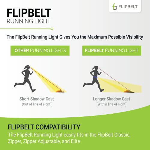 FlipBelt Night Running Light Waist Lamp | USA Company | USB Rechargeable, 500 Lumens, Waterproof, Adjustable Brightness | White LED Lights for Runners