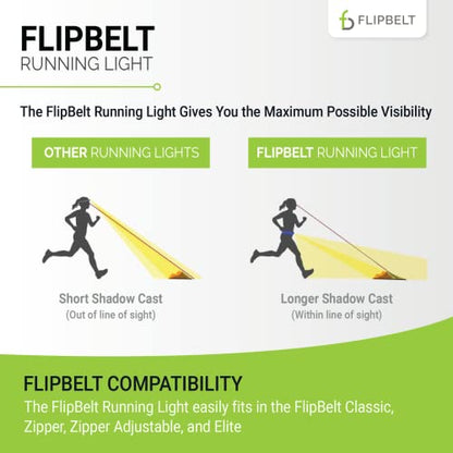 FlipBelt Night Running Light Waist Lamp | USA Company | USB Rechargeable, 500 Lumens, Waterproof, Adjustable Brightness | White LED Lights for Runners