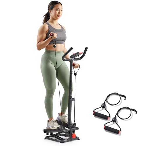 Sunny Health & Fitness Smart Stair Stepper w/Handlebar & Resistance Bands - color: Grey
