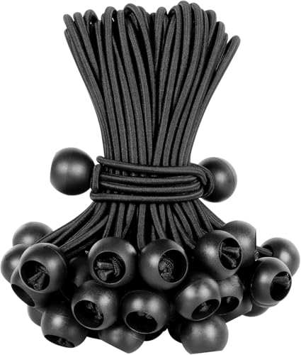 32-Piece 9-Inch Black Bungee Balls - color: Black, size: 9in/32pc