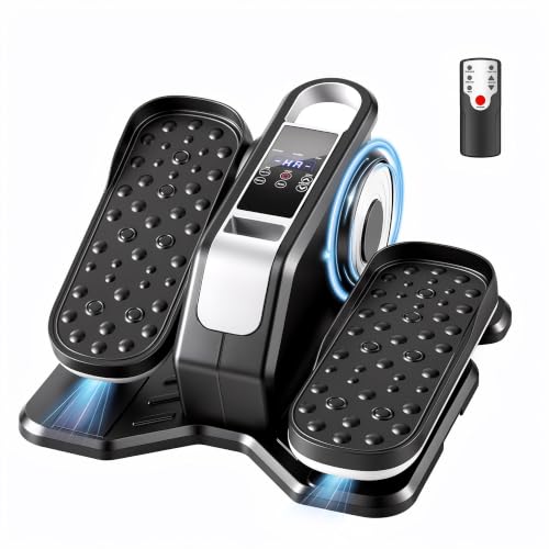 NEWBULIG Electric Seated Pedal Exerciser, Under Desk Elliptical Machine for Seniors, Quiet Portable Ellipse Leg Exerciser As Seen On TV with Remote Control, 12 Adjustable Speeds - color: Silver