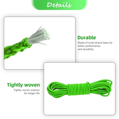 1/8" Bungee Shock Cords with Hooks,65 Feet Elastic Nylon Cords Kayak Stretch String Rope for Bikes,Tie Downs,Boating,Camping,Sunshades,Fitness and Outdoor Enthusiasts (1/4 inch x 32 Ft, Neon Green) - size: 1/4 inch x 32 Ft, Neon Green