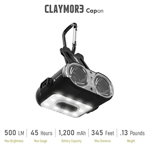 Claymore Capon 120H (Tan) - LED Rechargeable Clip-On Cap Headlamp, Lightweight Hat Light for Camping, Running, Hiking, Emergency & Industrial Use, Waterproof, USB-C, Up to 45 Hours of Battery Life. - color: 120H (Tan)