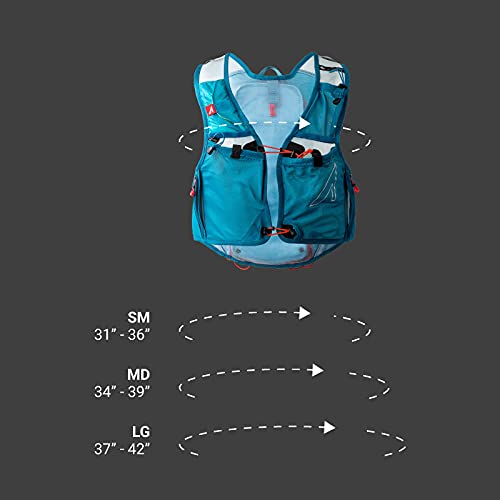 UltrAspire Alpha Unisex Race Vest Hydration Pack - 6 Liter and 9 pockets Running Vest w/Fluid Capacity 2L Reservoir, 2 x 550 mL UltraFlask, and 2 x 500 mL Softflasks (Sold Separately Unless Specified) - color: 5.0 Blue, size: MD (Chest Size: 34"-38")
