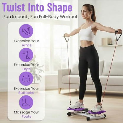 Waist Twister Exercise Fitness Tool, Ab Twister Board with Smart LED Digital Monitor, 300 lbs Capacity, 20dB Ultra-Quiet Noiseless, Anti-Slip Home Gym Equipment for Women Belly Fat Loss - color: purple