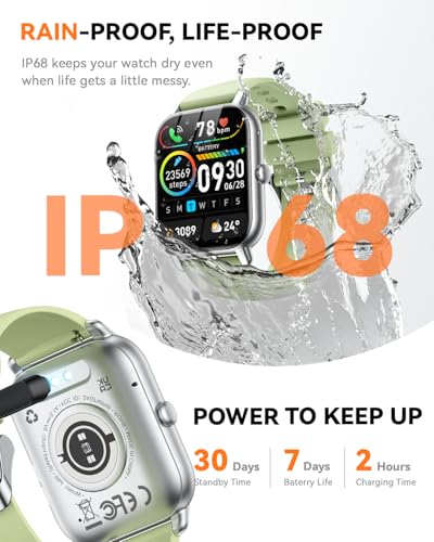 Smart Watches for Men Women, Fitness Tracker with Activity Counter/Sleep Monitor, IP68 Waterproof Smart Watch for Android iPhone iOS Compatible (Meadow Green, 1.83) - color: Meadow Green