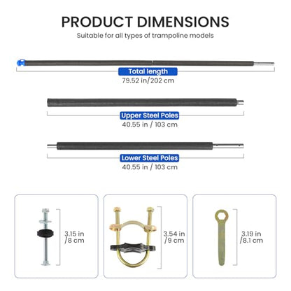 FAHKNS 6PCS Trampoline Replacement Straight/Curved Poles