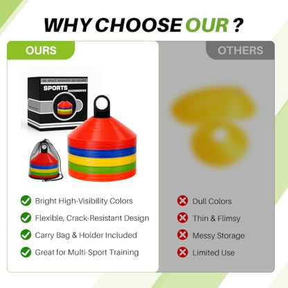 50/100PCS Soccer Cones with Carry Bag & Holder, 5 Color Disc Cones - color: 100Pcs Gift Box