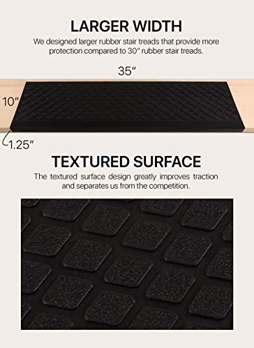 FINEHOUS Rubber Stair Treads Non-Slip Outdoor 35”x10” (5-Pack) – Anti-Slip Step Mat with Nosing - size: 35" X 10"