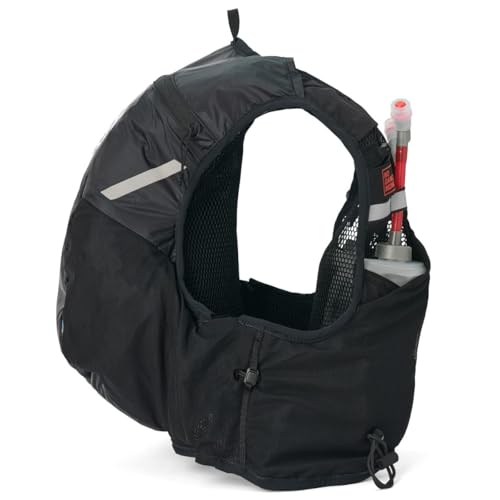 USWE Pace - Running Vest Hydration Pack with 2 x 500ml UltraFlask, Backpack for Men and Women - style: 14L, Black, Large