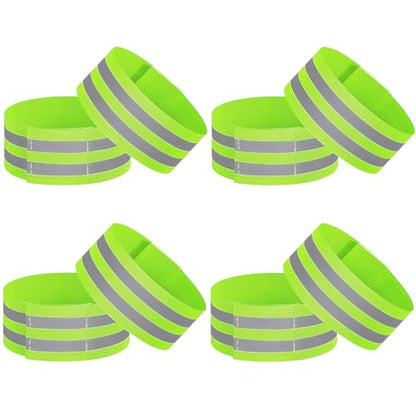 VVS 8 Pack of High Visibility Reflective Bands Wristbands for Cycling Running Arm Wrist Ankle Bands Leg Straps and as Bike Pants Cuff Clip