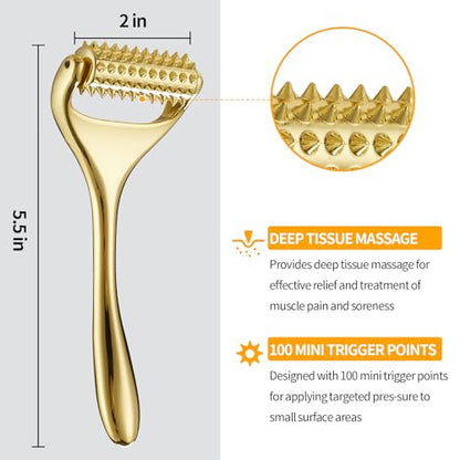 Running man Acupuncture Roller-Skin Care Face Massager, Face Acupressure Roller-Deep Tissue Massage Tool for Face, Massage Roller-Muscle Pain Relief and Musle Relaxation,Mothers Day Gifts for Mom - color: Gold