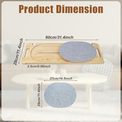 Wooden Slide Transfer Board,31x11" Transfer Board with Track Pulley Turntable,Made of Heavy-Duty Wood for Patient,Holds up to 500 Pounds,Suitable for Patient Senior and Handicap Move Assist