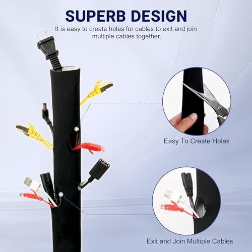 CableGeeke Cable Management Sleeve, 3.3ft (40 inch) - 1.5 inch - size: 3.3ft-1.5"