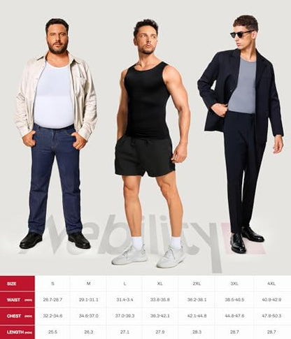 Nebility Shapewear Mens Compression Shirt - Slimming Body Shaper Vest Sleeveless Undershirts Workout Tank Tops - color: Black, size: 4X-Large