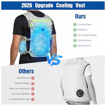 Cooling Running Vest with 3 Cooling Plates for Women Men, Silver Gray - color: Silver Gray, size: One Size
