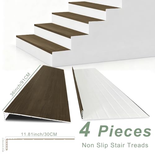 Non Slip Stair Treads,4Pcs 36 in Stair Treads Cover for Stair Remodel,Dark - color: 36 inch-Dark