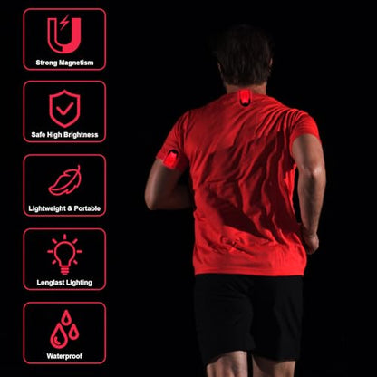 Aucuu Reflective Running Gear Set, Magnetic LED Clip Lights, Rechargeable Magnet Clip, Running Safety Lights with 3 Lighting Modes, High Visibility, Brightly Luminous for Night Running, Cycling - color: #3 Red