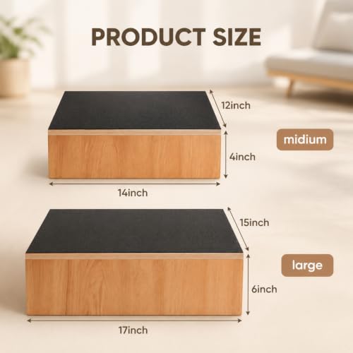 Wenqik 2 Pcs Adjustable Exercise Step Platform for Balance and Strength Training Wooden Stepper with Non Slip Surface 330 lb Capacity Progressive Height Steps for Home Fitness