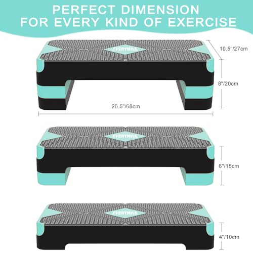 Aerobic Exercise Step, Adjustable Workout Step Platform - color: Turquoise