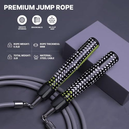 Hererope Weighted Jump Ropes for Men & Women, 1/2 LB Jump Rope Weighted With Ball-bearing, No-Slip Grip, Durable Steel Cable, Heavy Jump Rope Designed for Fitness, High-Intensity Strength Workouts, crossfit - size: XL - 9.8ft: One Size Fits All