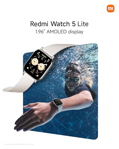 XIAOMI Redmi Watch 5 Lite Global 1.96" Amoled Up to 18 Days Battery GNSS Dual Mic 150+ Workout Modes 5ATM Water Resistance Heart Rate Sensor (Black)