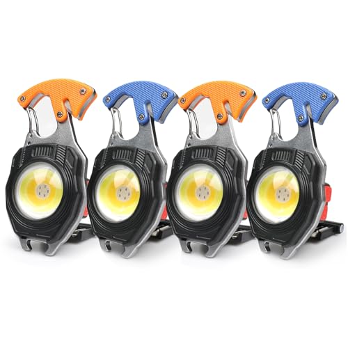 MAKDAK 4PC Keychain Flashlight Rechargeable Cob Keychain Work Light 7 Modes 1600Lumen High Lumen Flashlights for Emergencies,EDC - color: (Orange and Blue)*2PC