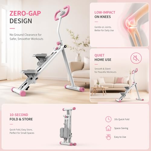 Stair Stepper Machine with Handlebar, Foldable Step Machine for Exercise at Home, Adjustable Height Cardio Workout Equipment with LCD Monitor, Compact Fitness Stepper for Full Body Workout