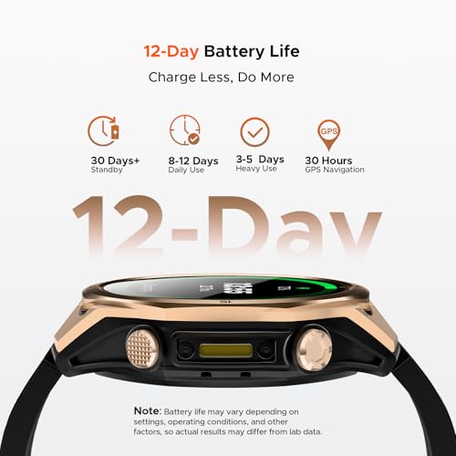 Anywise W1 GPS Smart Watches for Men, 6 Satellite Positioning, 50M Waterproof Fitness Tracker, 1.43'' AI Mens Smart Watch for Android Phone/iphone compatible,Answer/Make Call/12 Days Battery - color: Gold - 3 Watch Bands