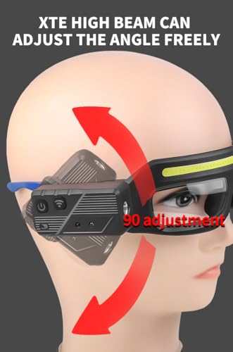 LED Safety Glasses with Lights with Motion Sensor and Touch Control (Blue) - color: Blue
